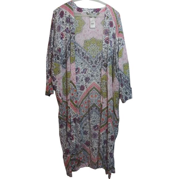 Loft Paisley Floral Patterned Open Front Kimono Cover Up Boho Size M/L - Picture 1 of 9